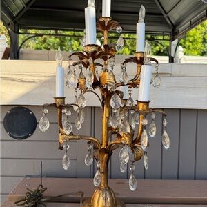 Elegant Gold Candelabra with Crystal Accents